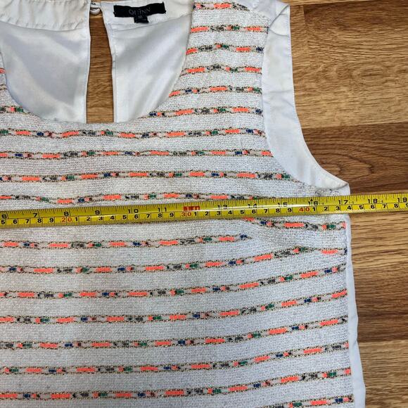 Quinn Sz M Tweed Shift Dress White Sleeveless Pastel Coastal Preppy Spring Style - Picture 12 of 13